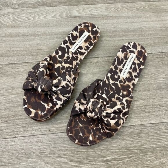 VERONICA BEARD Etra Knotted Leopard-Print Canvas Slides Size 6 - Picture 5 of 8